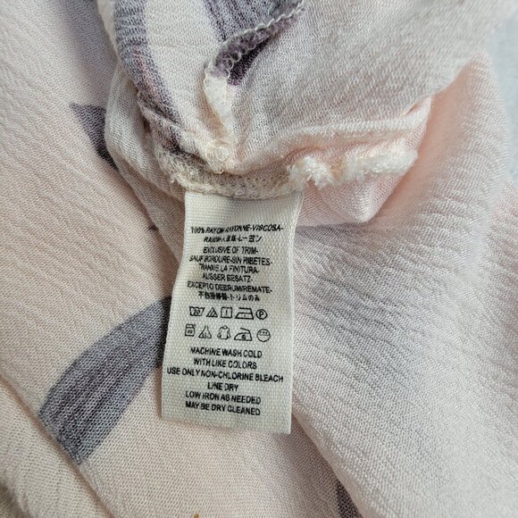 Free People Womens Floral Boho Tunic Top Large Light Pink Long Sleeve Keyhole - Picture 5 of 10